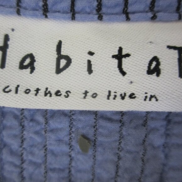 Habitat Womens M Periwinkle Blue Stripe 3/4 Sleeve Tunic Shirt Relaxed Rayon - Picture 3 of 13